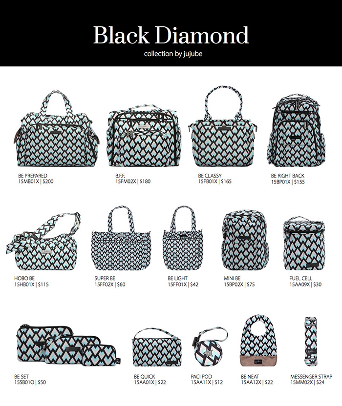 Ju-Ju-Be Onyx Collection Be Classy Structured Handbag Diaper Bag Black Ops